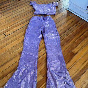2 Piece Purple Shimmer Disco Set Small